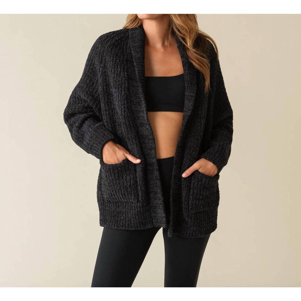 NEW KASHWERE women's easy cardigan in black
